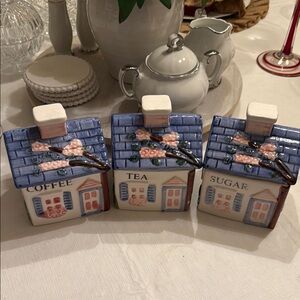 Charming Ceramic Coffee, Tea, and Sugar Canisters